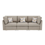 Amira 95.3"W Beige Fabric Sofa Couch with Pillows product image