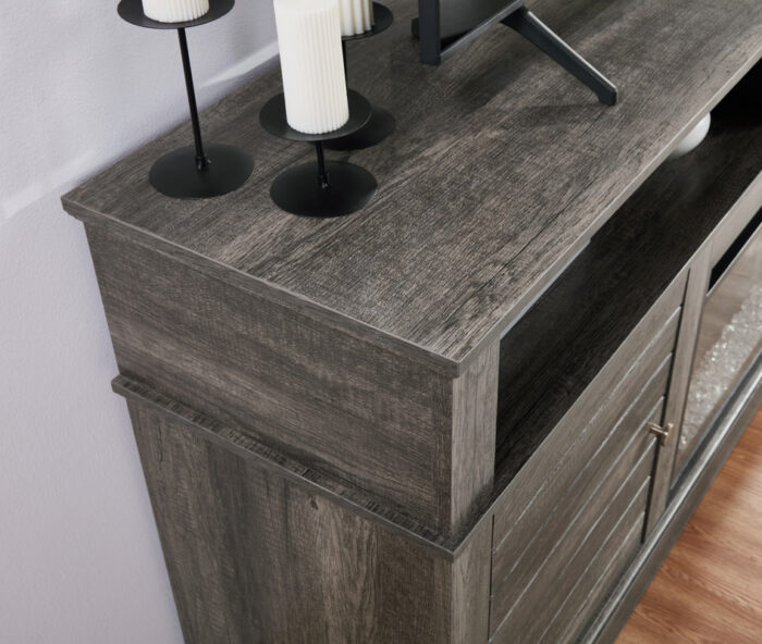 Terra 70"W Gray Walnut Finish TV Stand Console with Fireplace and Heater product image