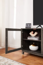 Summit 70"W Gray Walnut Finish TV Stand Console with Fireplace and Heater product image