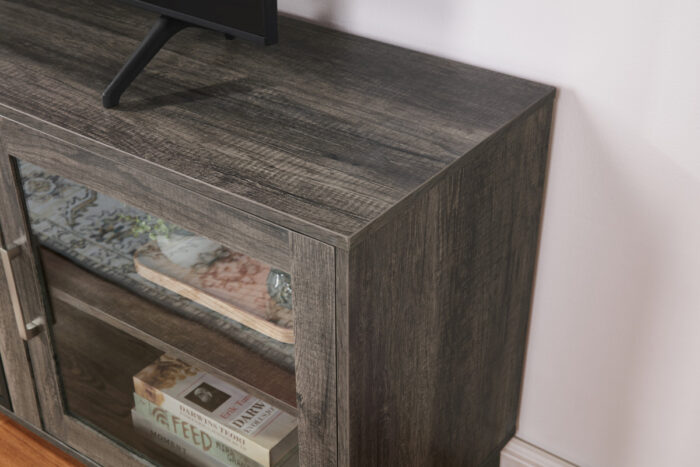 Summit 70"W Gray Walnut Finish TV Stand Console with Fireplace and Heater product image