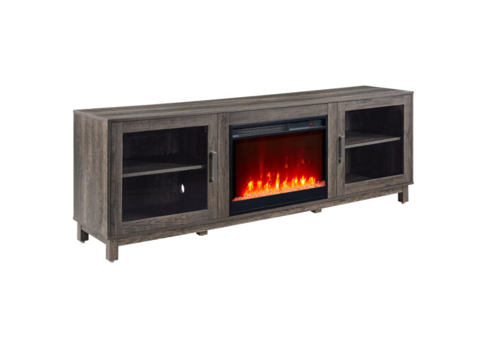 Summit 70"W Gray Walnut Finish TV Stand Console with Fireplace and Heater product image