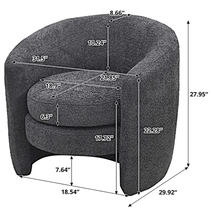 Modern Curved Back Upholstered Accent Chair, Soft Cozy Boucle Fabric By Simply Relax Dimensions product image