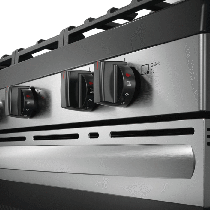 FCRG3052BS Frigidaire 30" Gas Range with 5 knobs close up product image