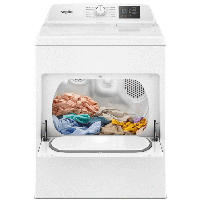 WGD4107SW 7.0 cu. ft. Gas Dryer with Adaptive Dry - Vented Top Load Matching head on open with clothes product image