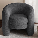 Modern Curved Back Upholstered Accent Chair, Soft Cozy Boucle Fabric By Simply Relax head on product image