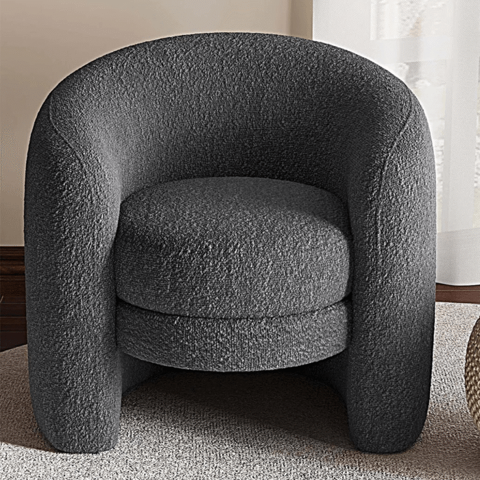 Modern Curved Back Upholstered Accent Chair, Soft Cozy Boucle Fabric By Simply Relax head on product image