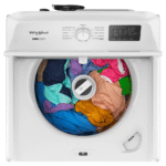 WTW4107SW Whirlpool® 4.2 - 4.3 Cu. Ft. Top Load Washer with 2-in-1 Removable Agitator top view with clothes product image