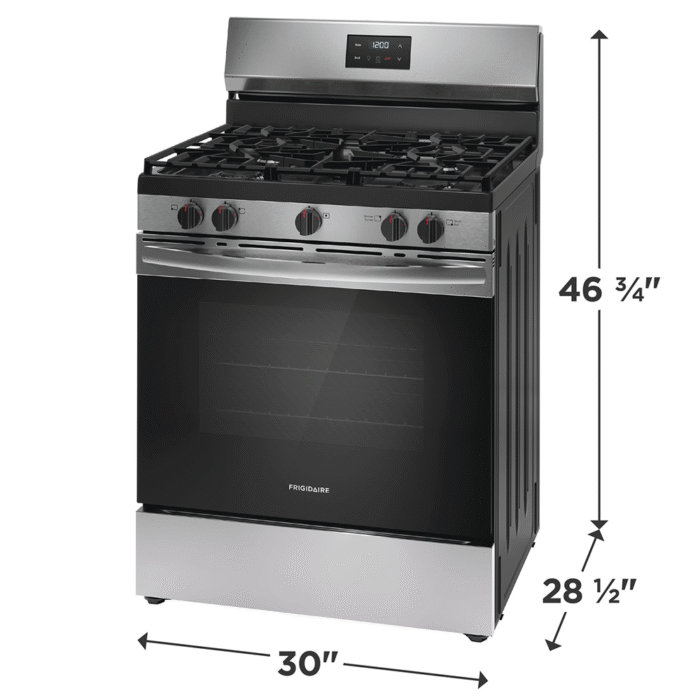 FCRG3052BS Frigidaire 30" Gas Range with 5 burners dimensions product image