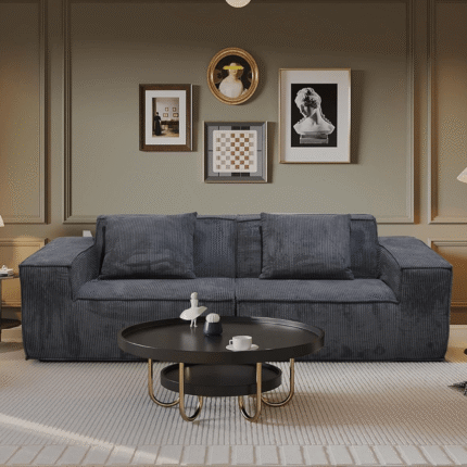 Cloud Sofa with Deep Seat and Accent Pillows in Grey By Simply Relax product image