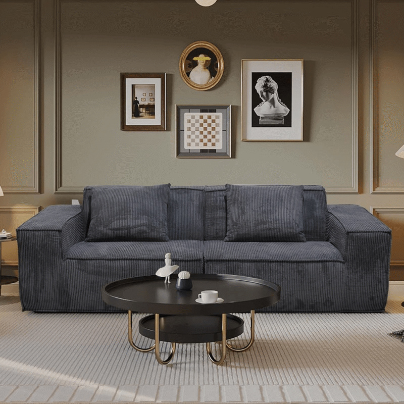 Cloud Sofa with Deep Seat and Accent Pillows in Grey By Simply Relax product image