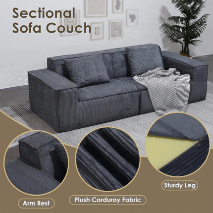 Cloud Sofa with Deep Seat and Accent Pillows in Grey By Simply Relax details product image