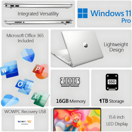 15-FD0123DX HP 15 inch Laptop for Home or Work, Intel 4-core Processor, 16GB RAM, 1TB SSD, 15.6" features product image