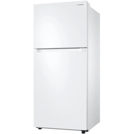 RT18M6215WW Samsung 17.6-cu ft Standard-Depth 29-in Wide Top-Freezer Refrigerator with Ice Maker in White angled product image