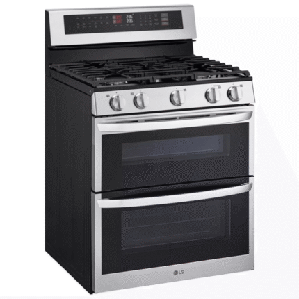 LDGL6924S LG 6.9 cu. ft. Smart Gas Double Oven Freestanding Range with ProBake Convection, Air Fry & Air Sous Vide angled product image