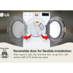 DLGX4001W LG 7.4 cu. ft. Large Capacity Front Load Gas Dryer in White reversible door product image