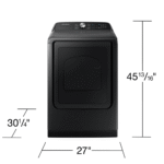 DVG55CG7100V Samsung 7.4 cu. ft. Smart Gas Dryer with Steam Sanitize+ in Brushed Black dimensions product image