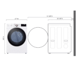 DLGX4001W LG 7.4 cu. ft. Large Capacity Front Load Gas Dryer in White dimensions product image