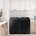 DVG55CG7100V Samsung 7.4 cu. ft. Smart Gas Dryer with Steam Sanitize+ in Brushed Black in room product image