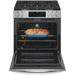 GCFG3059BF Frigidaire 30" Front Control Gas Range with No Preakeat Air Fry, Slow Cook, Steam Bake Air Sous Vide and More! open with food product image