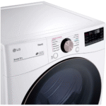 DLGX4001W LG 7.4 cu. ft. Large Capacity Front Load Gas Dryer in White tub controls close up product image